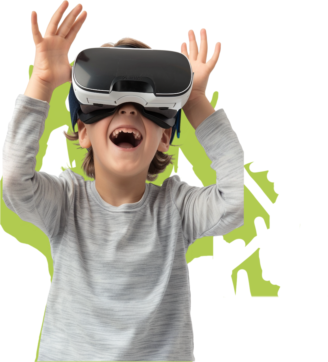 Criança com óculos de realidade virtual